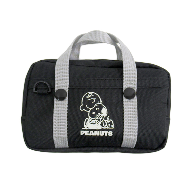 PEANUTS スクールバッグ型ミニポーチ チャーリー・ブラウン&スヌーピー BK